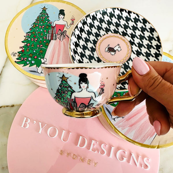 Lucilles Christmas Teacup and Saucer