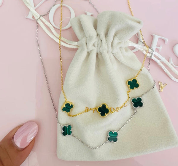 Alexis Malachite Triple Clover Necklace
