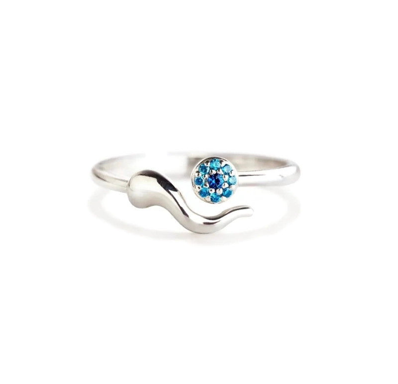 Silver Eye Cornicello Ring