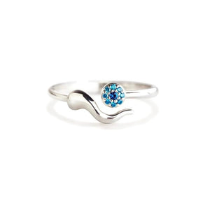 Silver Eye Cornicello Ring
