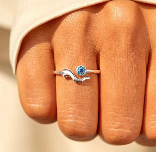 Silver Eye Cornicello Ring