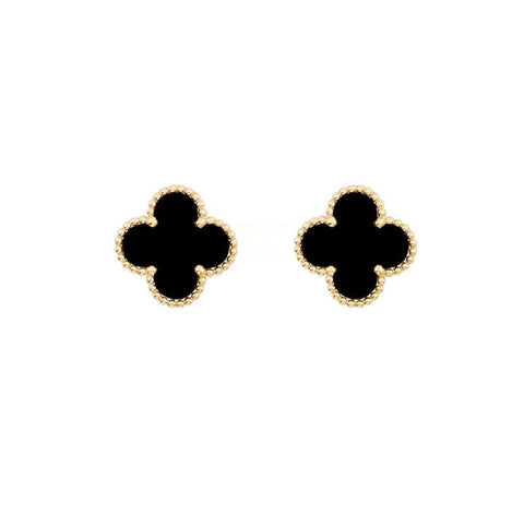 Bianca Gold and Black Clover Earrings