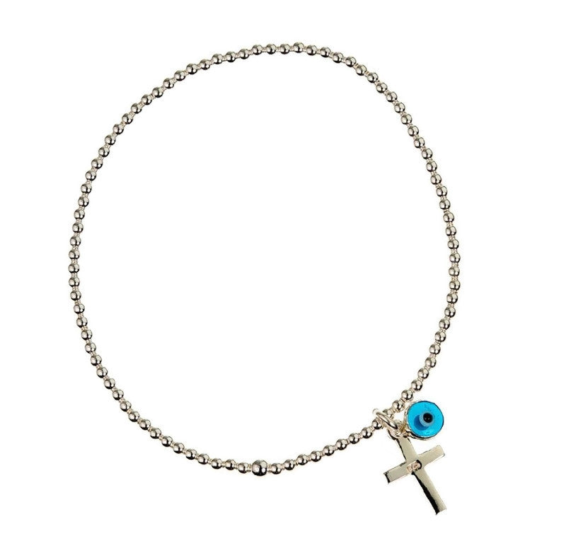 Grace Evil Eye Stretch Bracelet in Sterling Silver