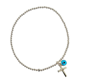 Grace Evil Eye Stretch Bracelet in Sterling Silver