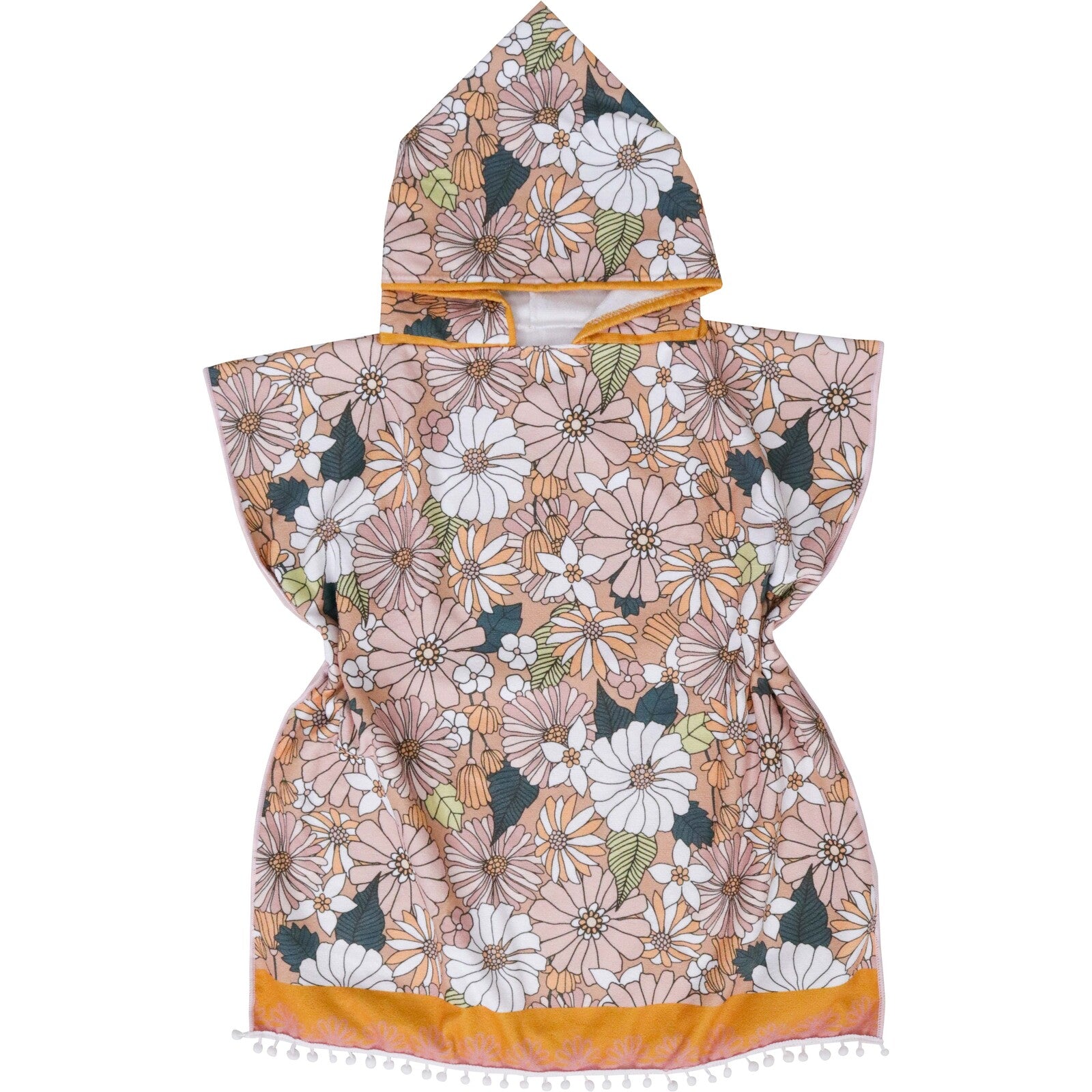 Kids Poncho Pink Flowers