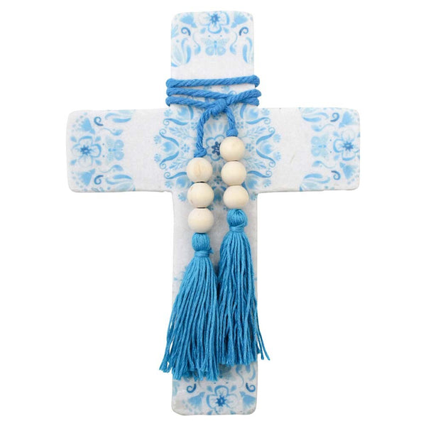 Poetry Mandala Blue Hanging Cross