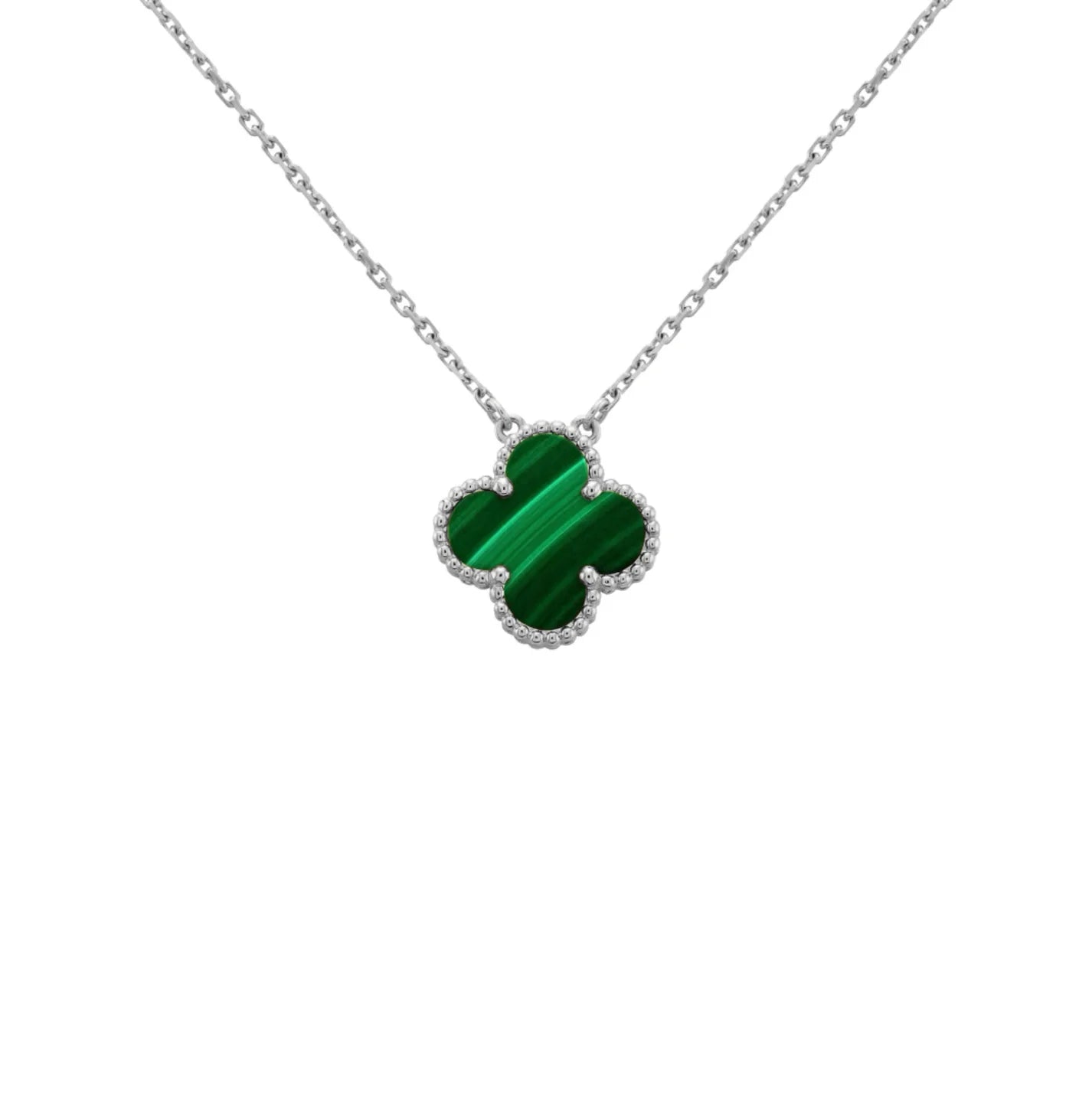 Bianca Malachite Clover Necklace  Sterling Silver