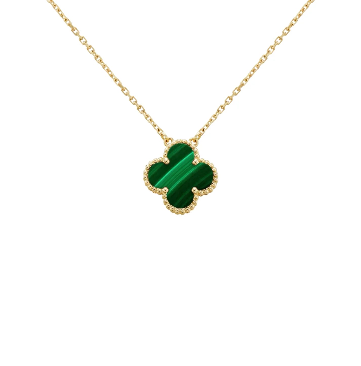 Bianca Malachite Clover Gold Necklace