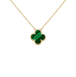 Bianca Malachite Clover Gold Necklace