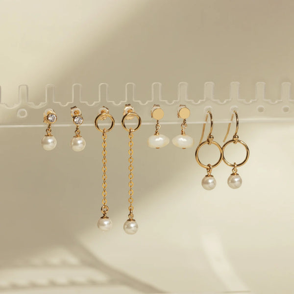 Dainty Drop Gold Filled Pearl Drop Earrings Byou Designs