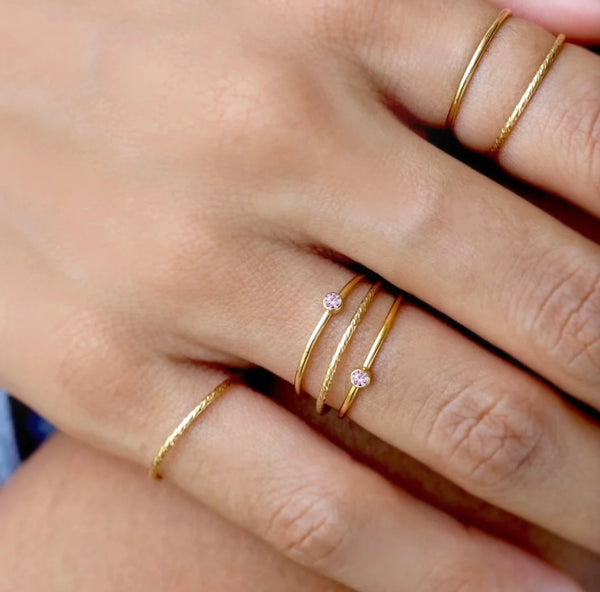 Gold Filled Pink Petite Bezel Ring