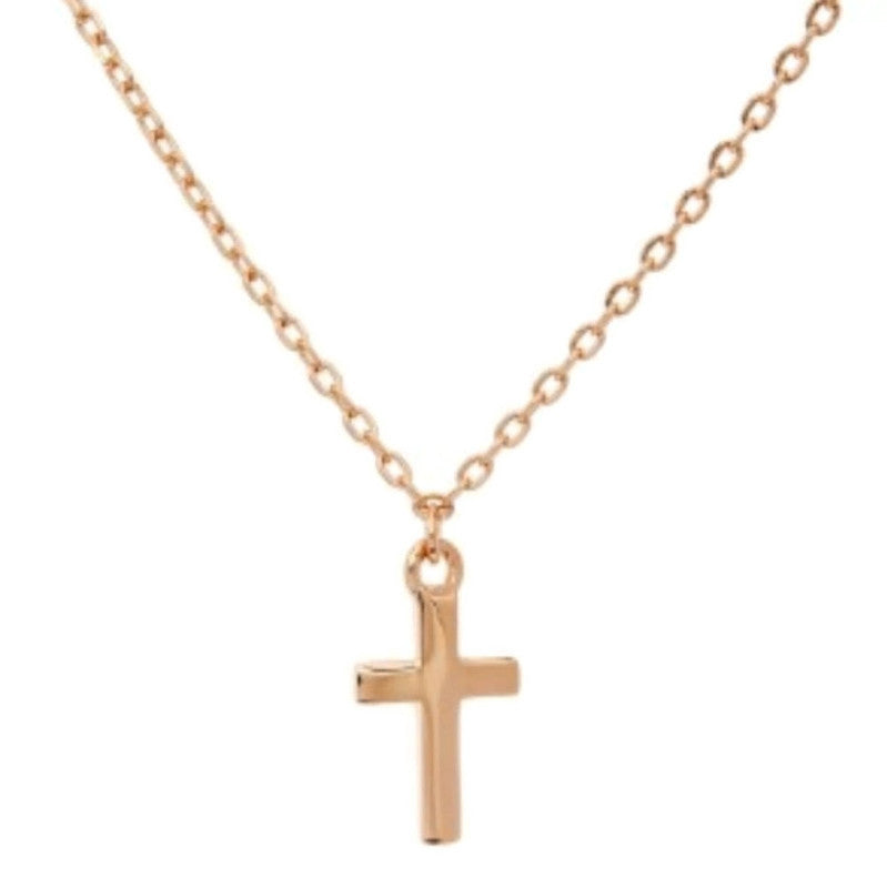 Rose Gold Plated Cross Pendant Necklace