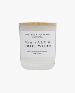 White Soy Candle Jar with 'Coastal Collective Australia' label on a white background