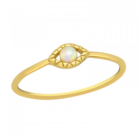 Gold Evil Eye Opal Ring