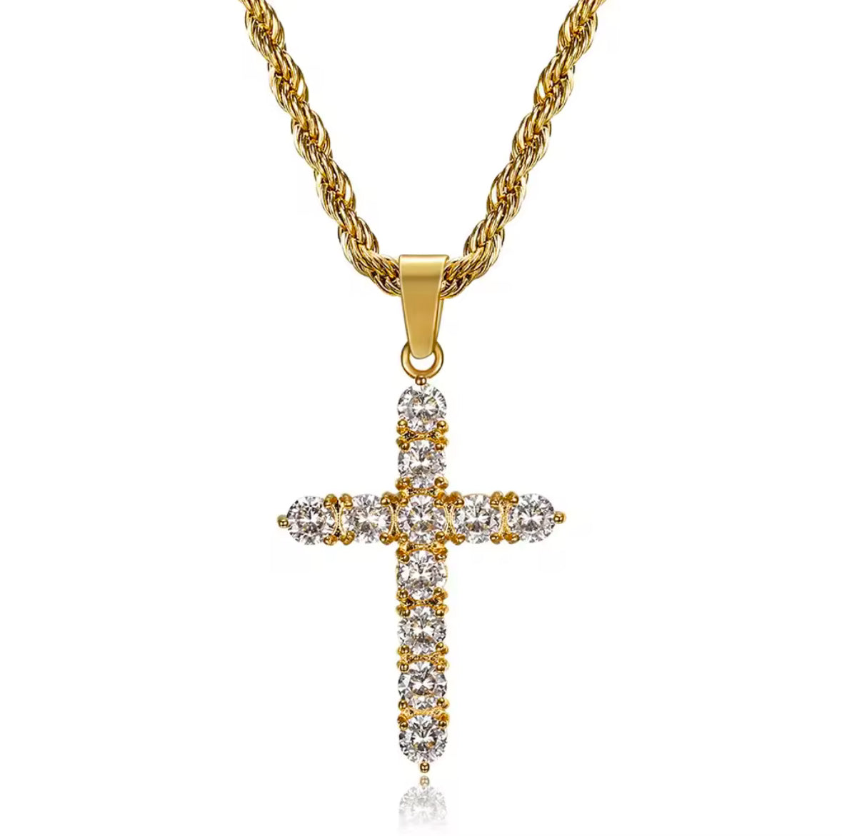 18k Gold Plated Cross Pendant Necklace