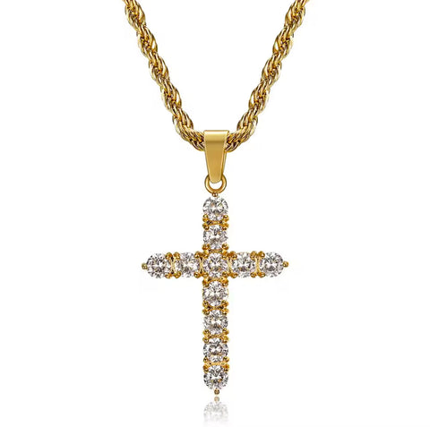 18k Gold Plated Cross Pendant Necklace