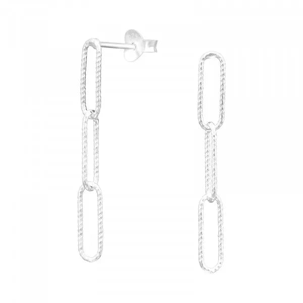 Sage Silver Chain Link Ear Studs