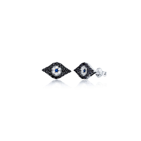 Sterling Silver Slant evil Eye Earrings Byou Designs