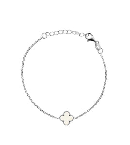 Mother of Pearl Clover Bracelet Sterling Silver