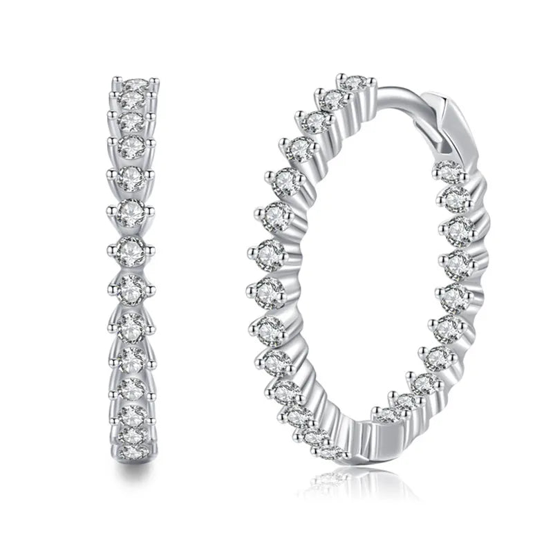 Silver CZ Hoop Earrings