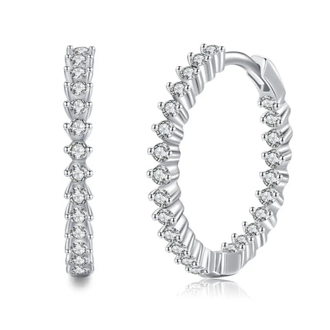 Silver CZ Hoop Earrings