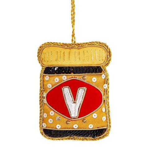 Vegemite Australian Handmade Sequin Christmas Tree Hanging Decoration