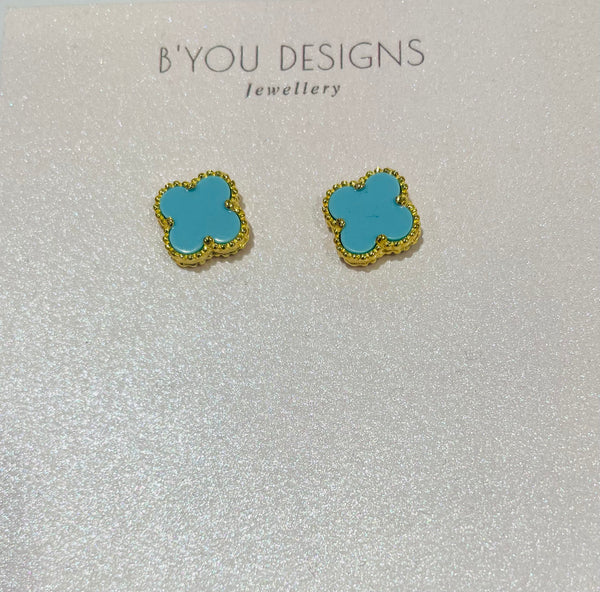 Clover Turquoise Earrings Gold