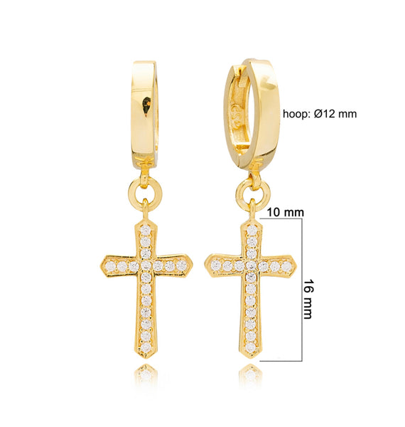 Cross Hoops Gold