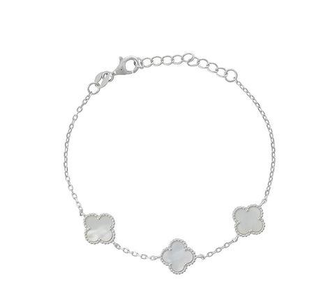 Sterling Silver Mother Of Pearl Multi Clover Bracelet Byou Designs