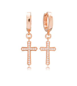 Cross Hoops Rose Gold