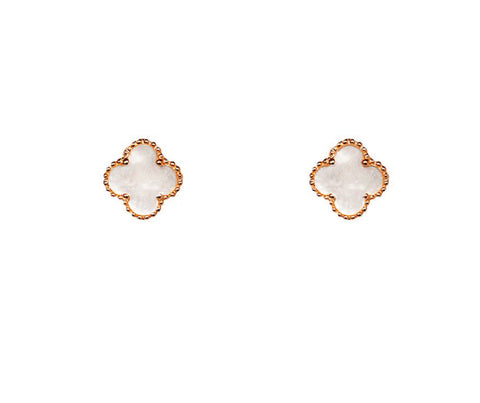 Bianca Clover Mother of Pearl Earrings Rose Gold