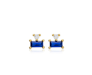 Gold Baguette Sapphire Earrings