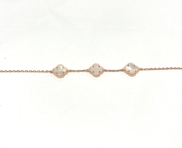 Rose Gold Mother of Pearl Clover Bracelet