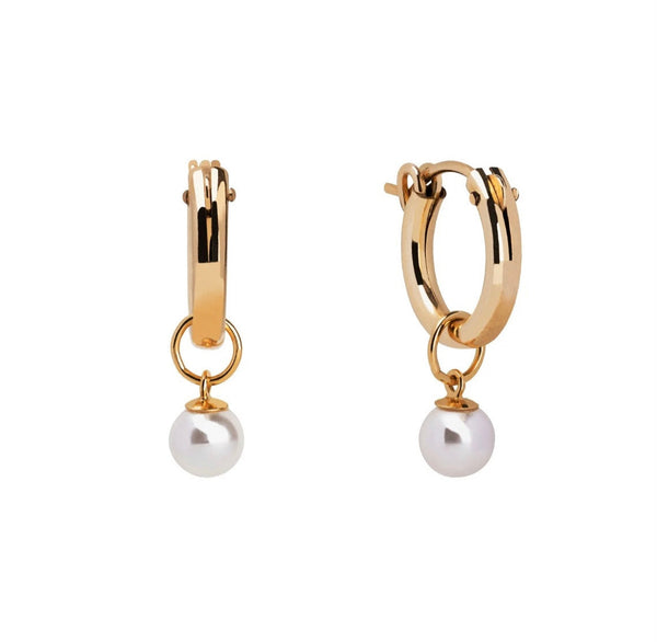 Classic Pearl Hoops Gold Filled