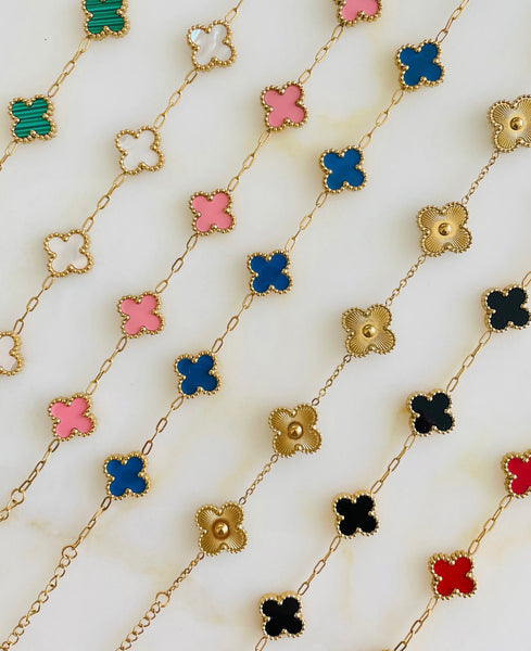 Ella Clover Black 18k Gold Plated Bracelet