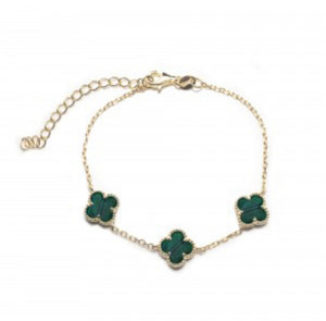 Belle Gold Malachite Clover Bracelet