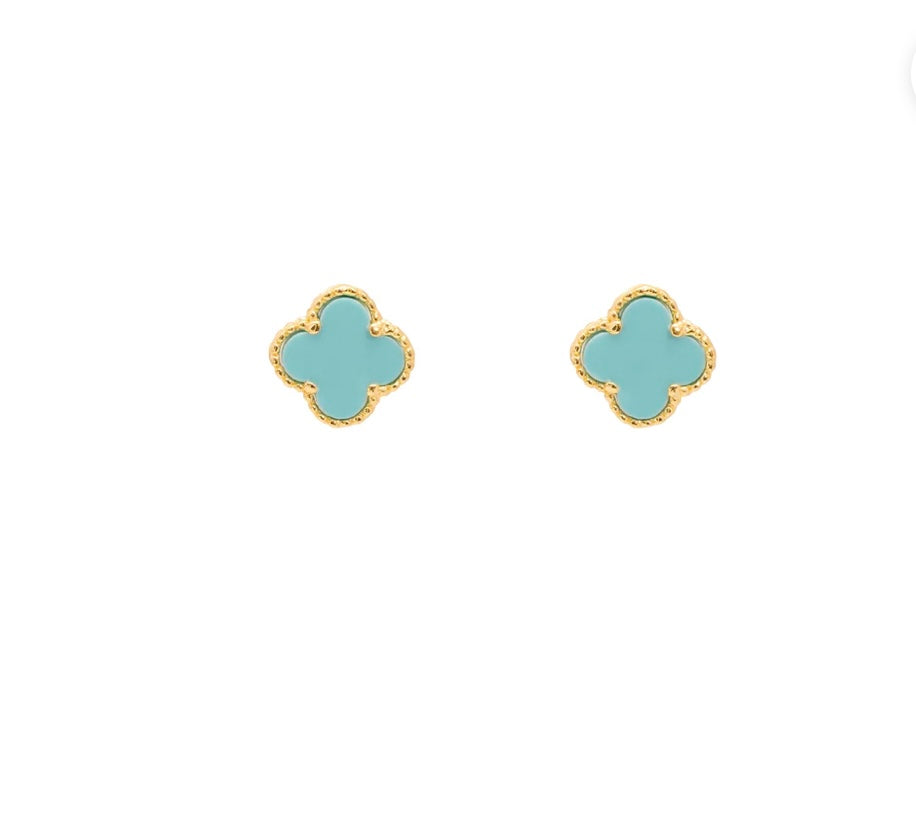 Clover Turquoise Earrings Gold