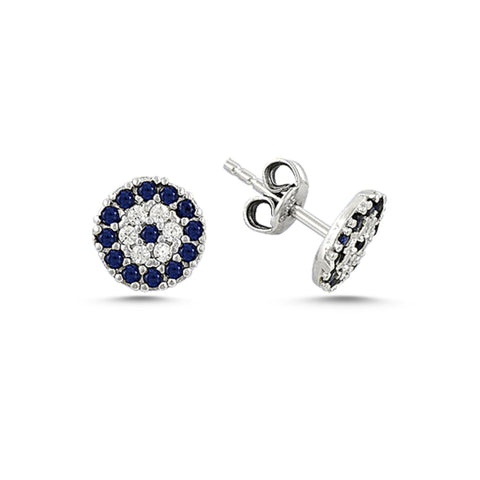 SOPHIA PETITE EVIL EYE EAR STUD EARRINGS STERLING SILVER - Byou Designs