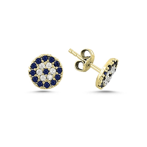 SOPHIA PETITE EVIL EYE EAR STUD EARRINGS 14K GOLD PLATED - Byou Designs