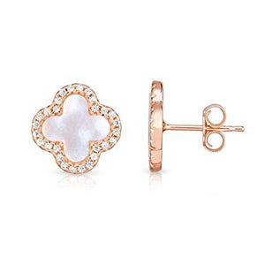 CELINE CLOVER CROSS EARRINGS EARSTUDS ROSE GOLD - Byou Designs
