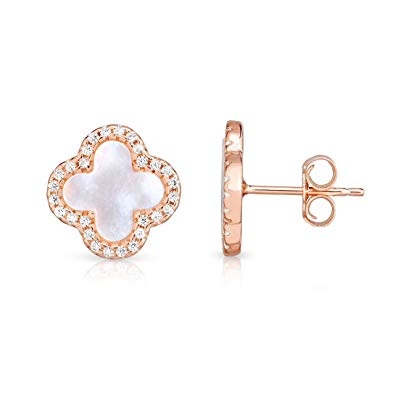 CELINE CLOVER CROSS EARRINGS EARSTUDS ROSE GOLD - Byou Designs