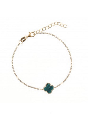 14k Gold Plated Malachite emerald Bracelet
