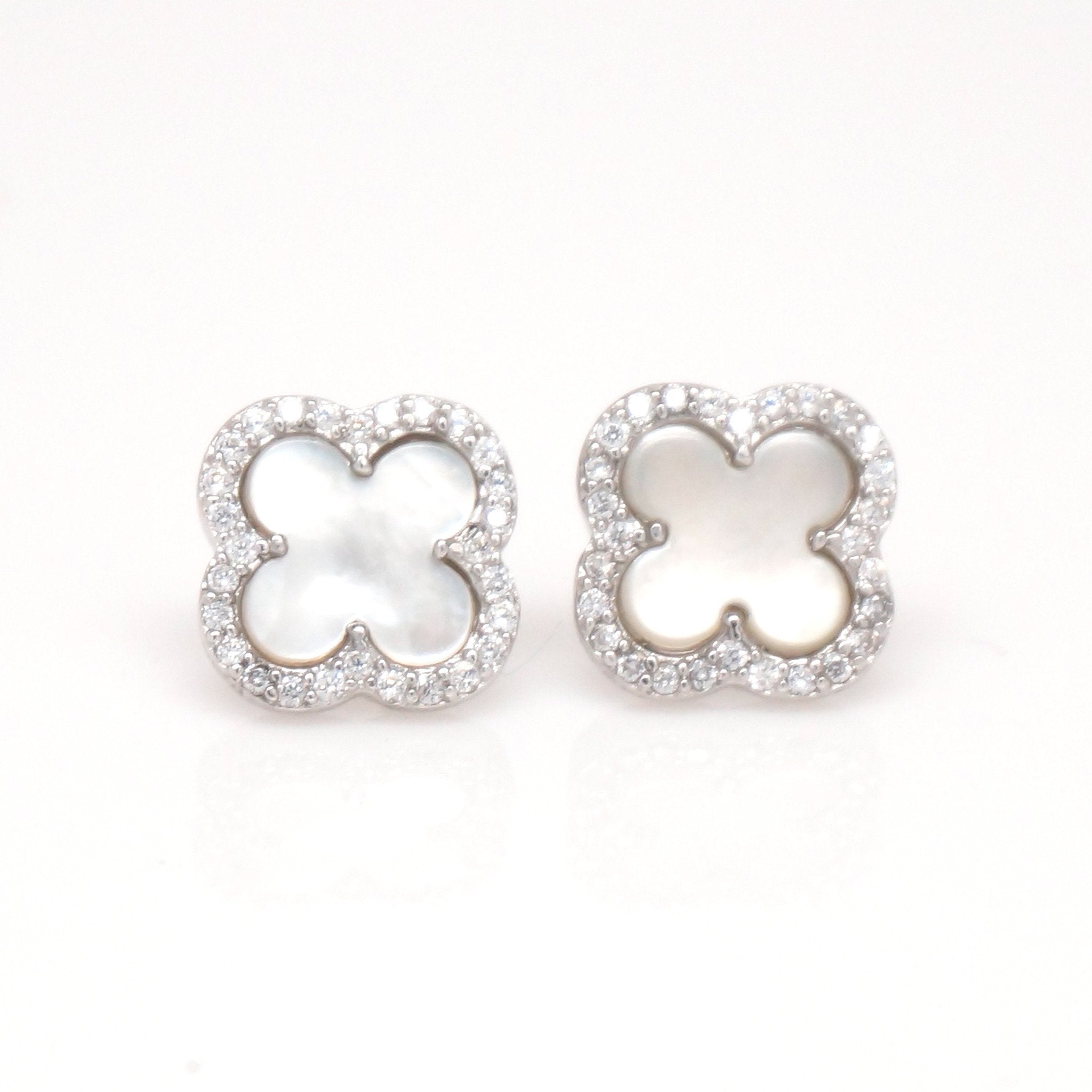 CELINE CLOVER CROSS EARRINGS EARSTUDS STERLING SILVER - Byou Designs