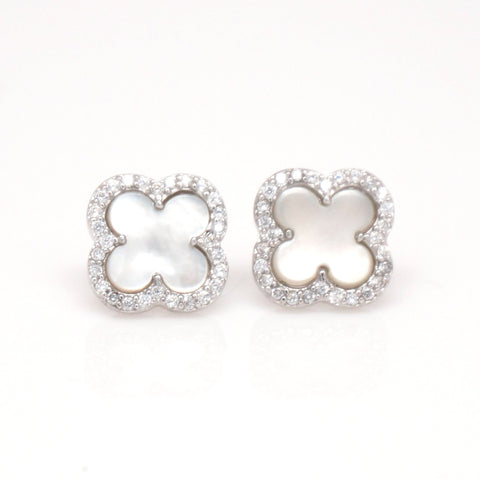 CELINE CLOVER CROSS EARRINGS EARSTUDS STERLING SILVER - Byou Designs