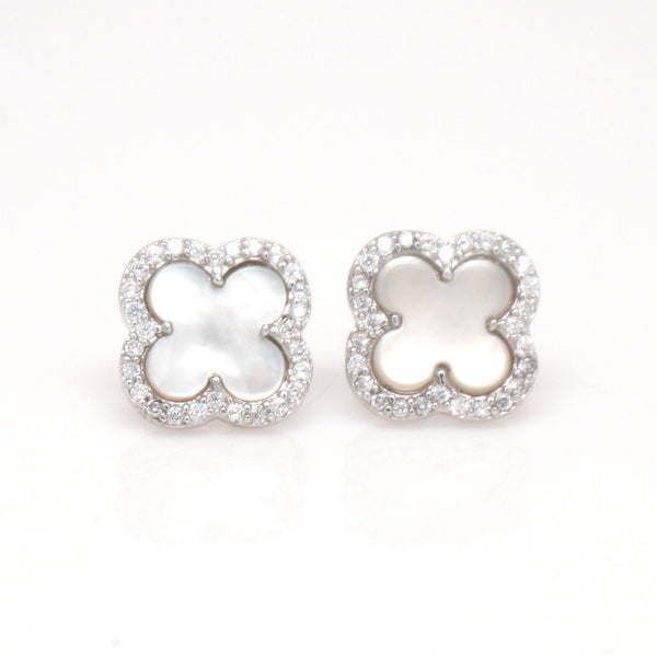 CELINE CLOVER CROSS EARRINGS EARSTUDS STERLING SILVER - Byou Designs