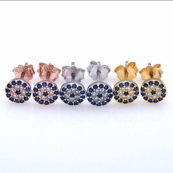 SOPHIA PETITE EVIL EYE EAR STUD EARRINGS 14K GOLD PLATED - Byou Designs