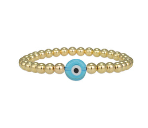 Greek Evil Eye Santorini Gold Filled Glass Bead Bracelet - Byou Designs