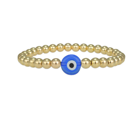 Glass Evil Eye Gold Filled Beaded Bracelet Greece Santorini - Byou Designs