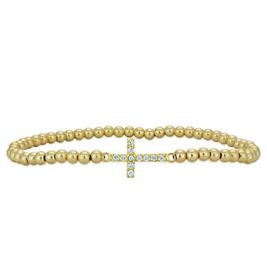 Faith Cross Gold Stretch Bracelet - Byou Designs