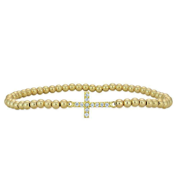 Faith Cross Gold Stretch Bracelet - Byou Designs